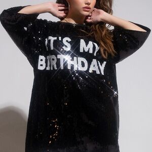 New ITS MY BIRTHDAY SEQUIN TSHIRT DRESS